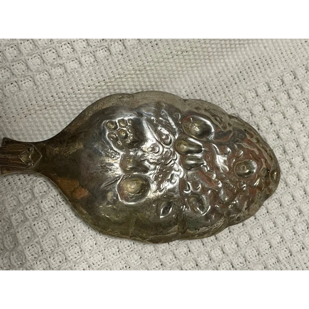 Antique EPNS Sheffield England Berry Serving Spoon with Embossed Fruit Design